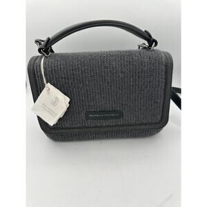 Brunello Cucinelli 100% Virgin Wool Bag w/leather strap and monili detail NWT